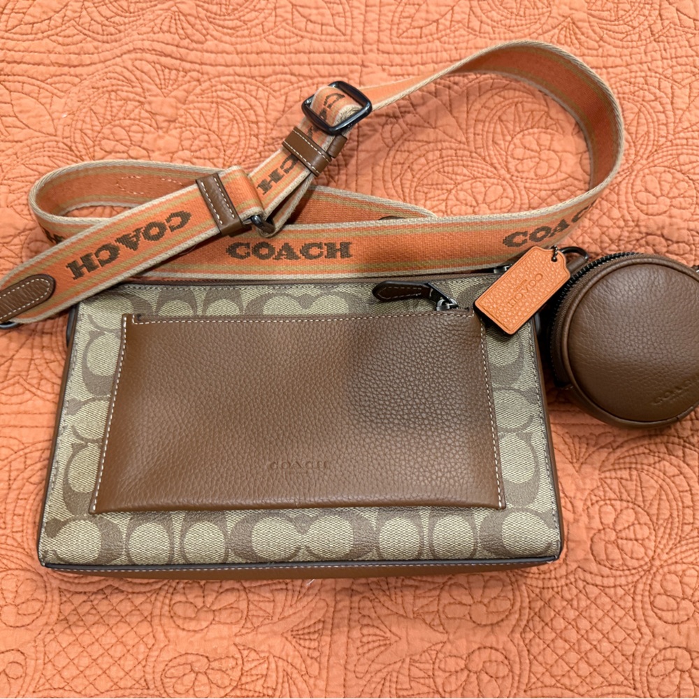 Coach Brown and Tan Zip Pouch